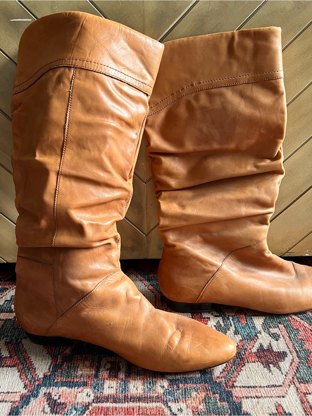 Aldo Slouchy Tall Leather Boots - Tan/Cognac